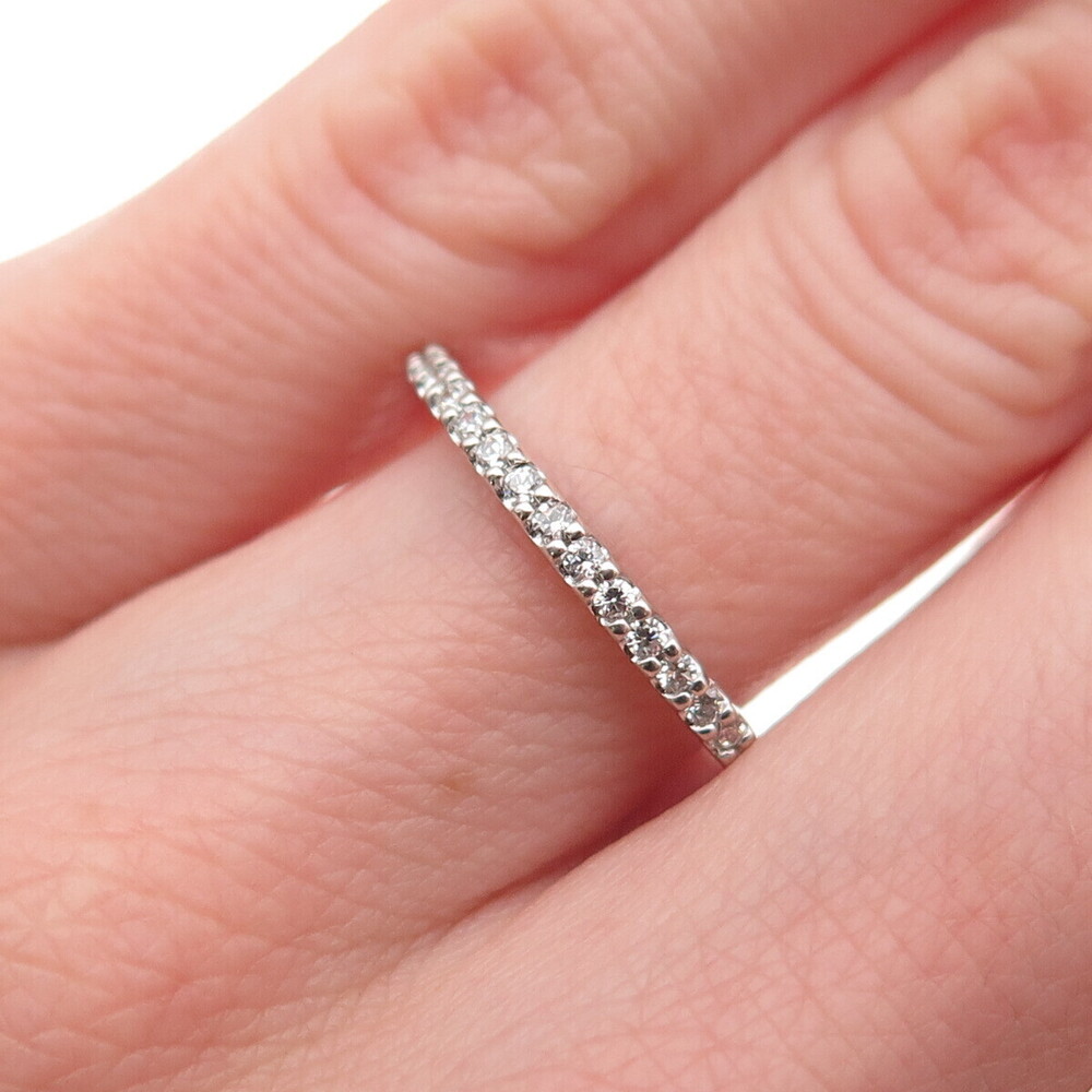 Seta 925 Sterling Silver Round-Cut C Z Half Eternity Stackable Band Ring Size 6